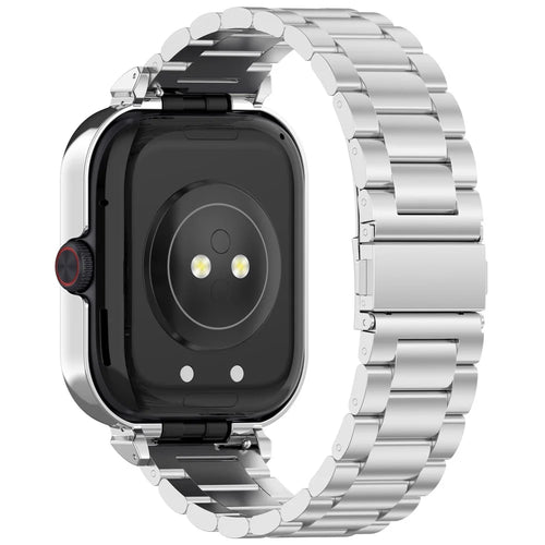 For vivo Watch GT  /  iQOO Watch GT Watch Band Stainless Steel Three-Bead Replacement Strap with Watch Frame - Silver - 1