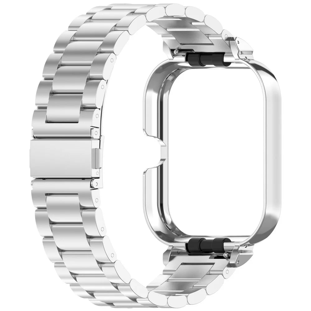 For vivo Watch GT  /  iQOO Watch GT Watch Band Stainless Steel Three-Bead Replacement Strap with Watch Frame - Silver - 2