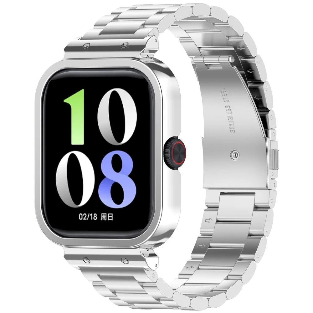 For vivo Watch GT  /  iQOO Watch GT Watch Band Stainless Steel Three-Bead Replacement Strap with Watch Frame - Silver - 4