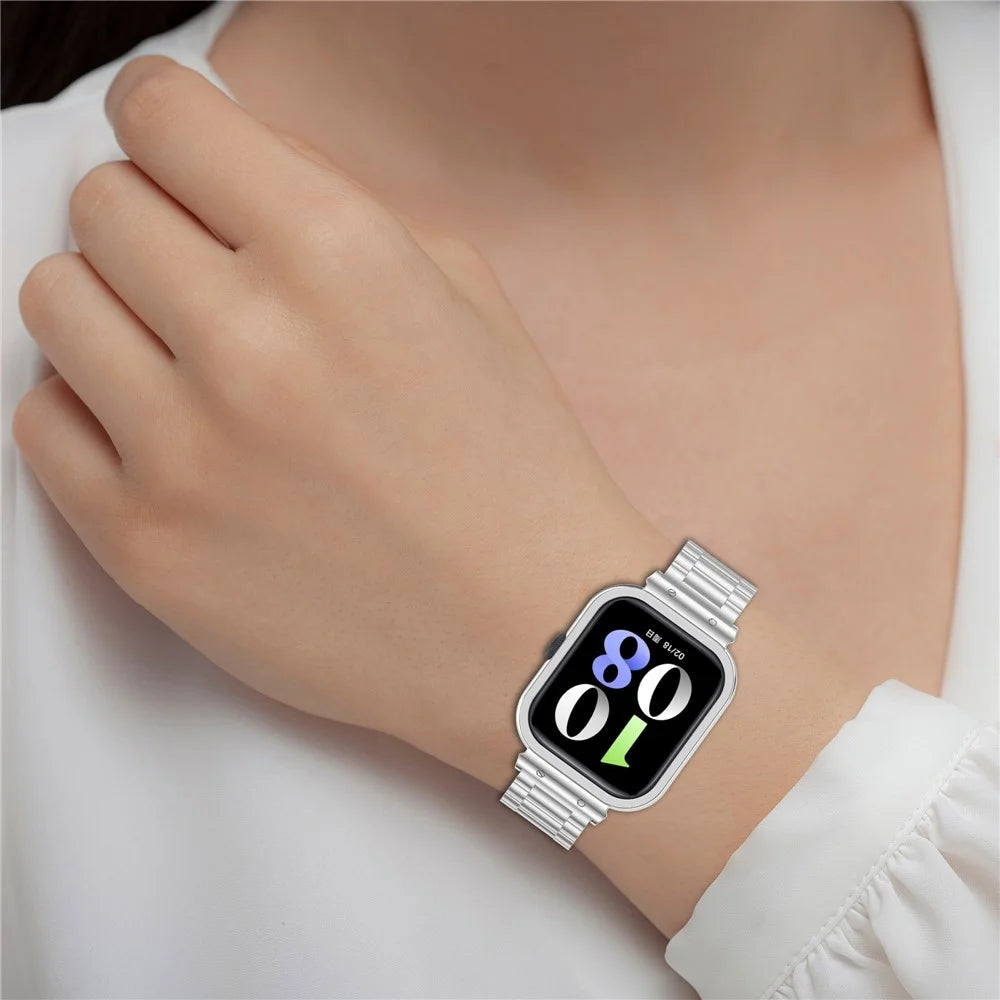 For vivo Watch GT  /  iQOO Watch GT Watch Band Stainless Steel Three-Bead Replacement Strap with Watch Frame - Silver - 6