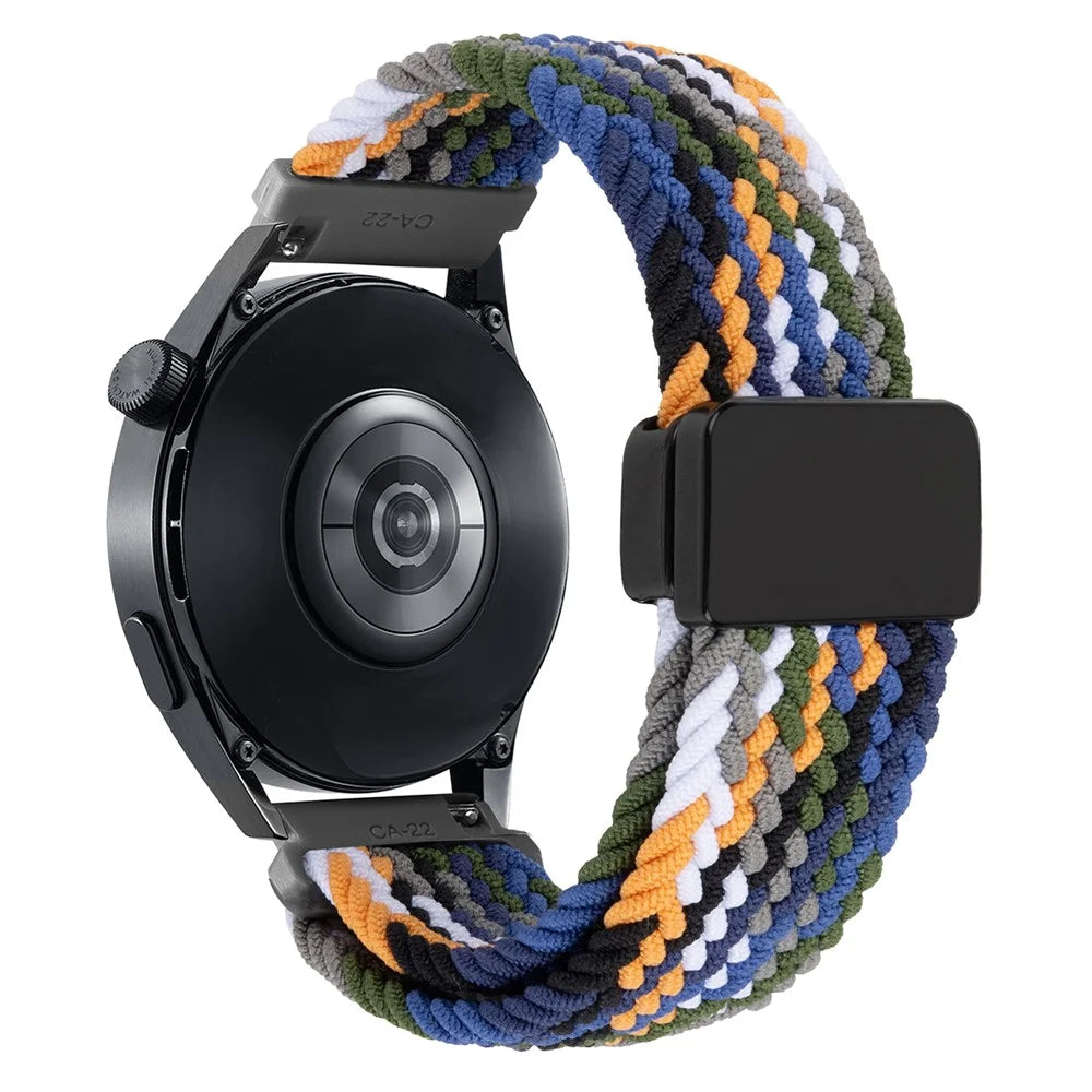 22mm Universal Wrist Strap Magnetic Buckle Nylon Braided Smart Watch Band - Denim Color - 1