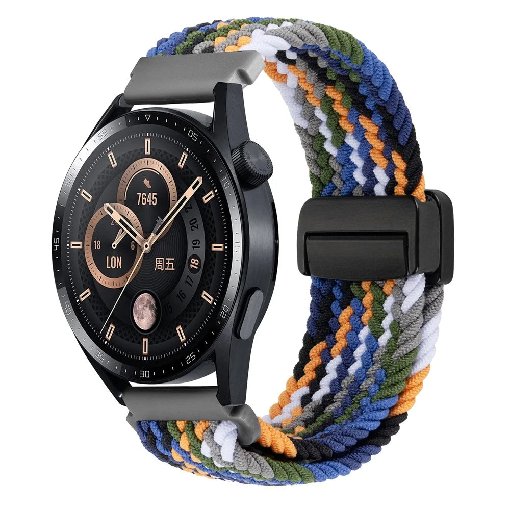 22mm Universal Wrist Strap Magnetic Buckle Nylon Braided Smart Watch Band - Denim Color - 2
