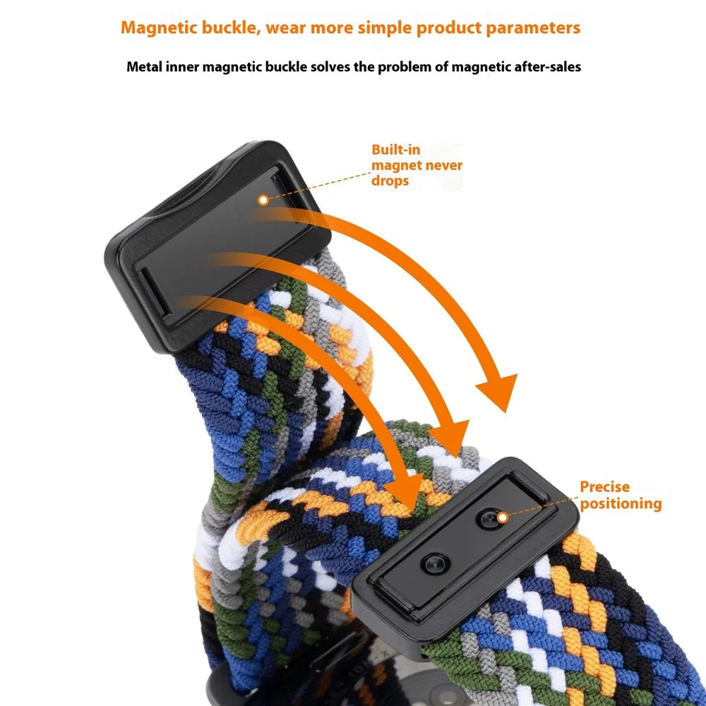 22mm Universal Wrist Strap Magnetic Buckle Nylon Braided Smart Watch Band - Denim Color - 4