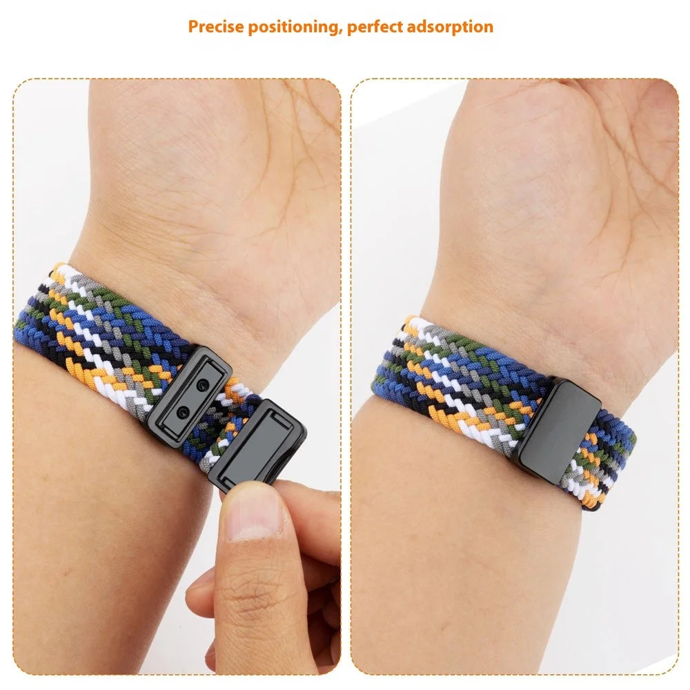 22mm Universal Wrist Strap Magnetic Buckle Nylon Braided Smart Watch Band - Denim Color - 5