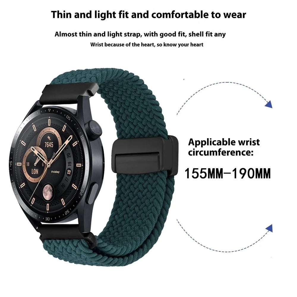 22mm Universal Wrist Strap Magnetic Buckle Nylon Braided Smart Watch Band - Denim Color - 6