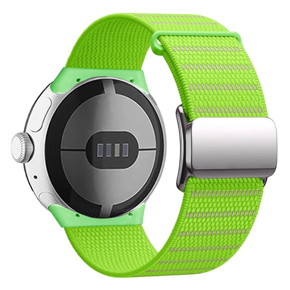 For Google Pixel Watch 4 45mm / Watch 3 45mm Wrist Strap Reflective Nylon Magnetic Buckle Watch Band - Green - 1