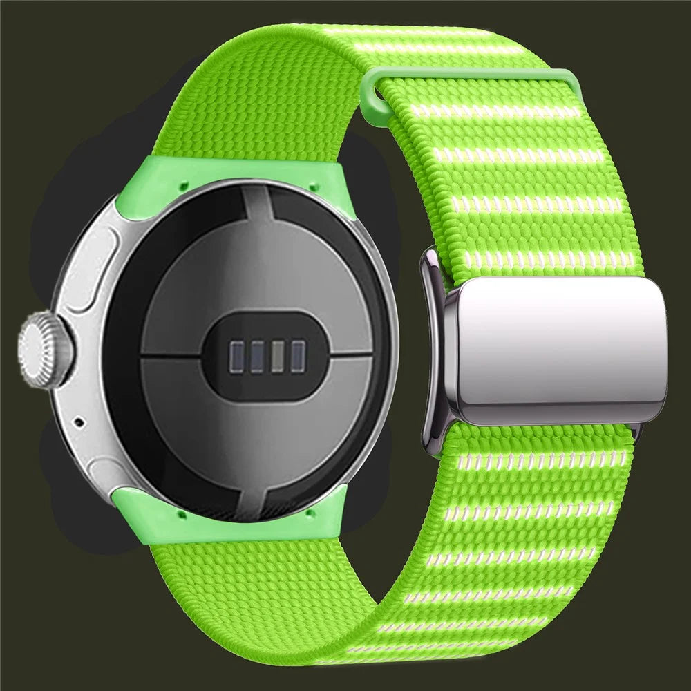 For Google Pixel Watch 4 45mm / Watch 3 45mm Wrist Strap Reflective Nylon Magnetic Buckle Watch Band - Green - 2