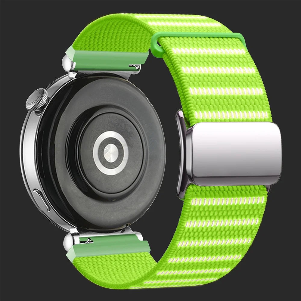 18mm Universal Wrist Strap Reflective Nylon Magnetic Buckle Watch Band - Green - 2