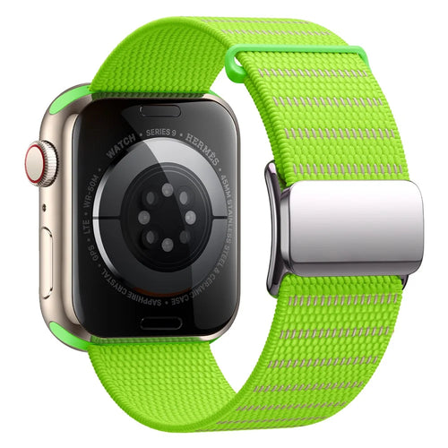 Wrist Strap for Apple Watch Ultra 3 2 1 49mm / Series 11 10 46mm / 9 8 7 45mm / SE3 SE2 SE 6 5 4 44mm / 3 2 1 42mm Reflective Nylon Magnetic Buckle Watch Band - Green - 1