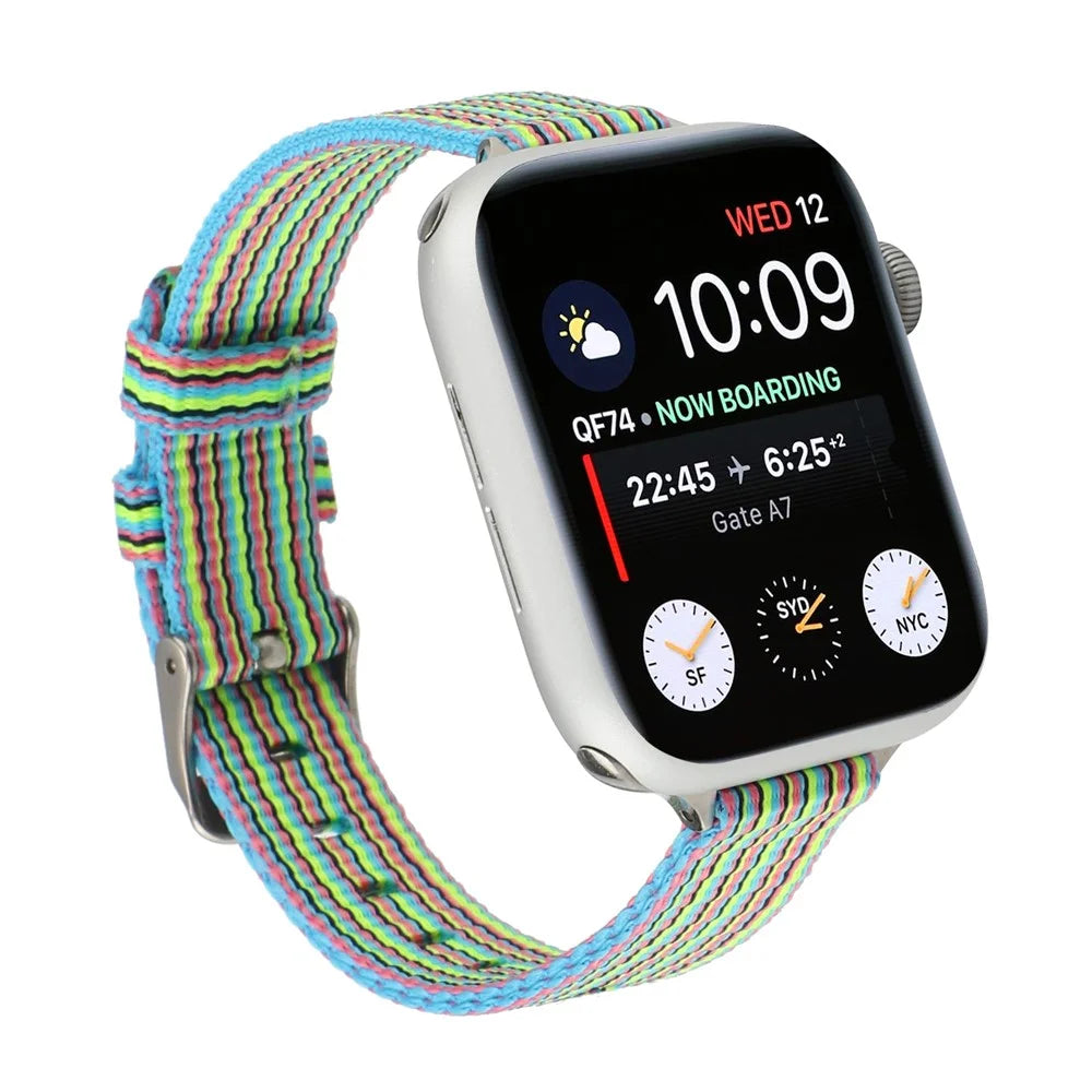 Nylon Watch Band Replacement Watch Strap Replacement for Apple Watch Ultra 3 2 1 49mm / Series 11 10 46mm / 9 8 7 45mm / SE3 SE2 SE 6 5 4 44mm / 3 2 1 42mm - Blue - 2