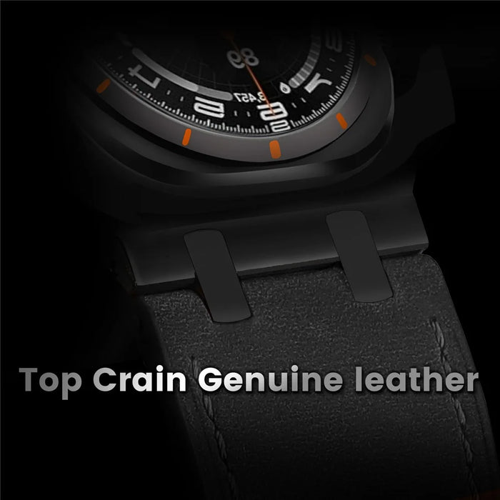 For Samsung Galaxy Watch Ultra2 47mm / Watch Ultra (2025) 47mm / Watch Ultra 47mm Adjustable Watch Band Genuine Cow Leather Strap - Black / Black Buckle - 5