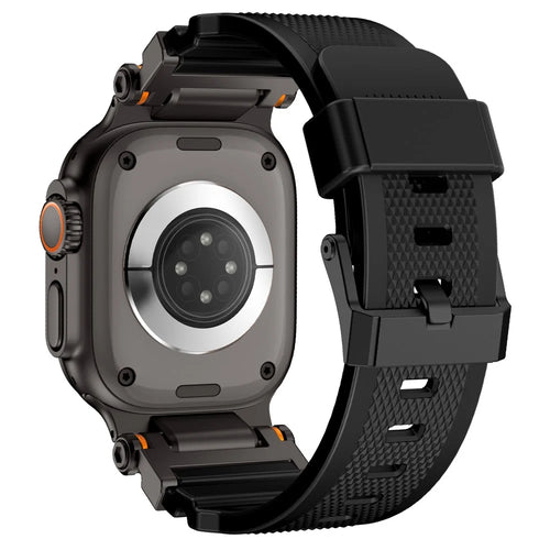 Watch Strap for Apple Watch Ultra 3 2 1 49mm / Series 11 10 46mm / 9 8 7 45mm / SE3 SE2 SE 6 5 4 44mm / 3 2 1 42mm Silicone Band with Black Connector - Black - 1