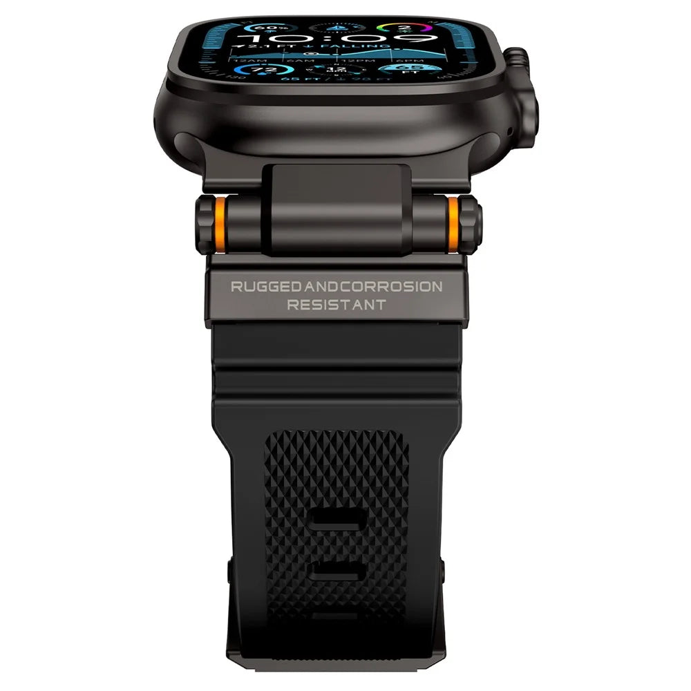 Watch Strap for Apple Watch Ultra 3 2 1 49mm / Series 11 10 46mm / 9 8 7 45mm / SE3 SE2 SE 6 5 4 44mm / 3 2 1 42mm Silicone Band with Black Connector - Black - 4