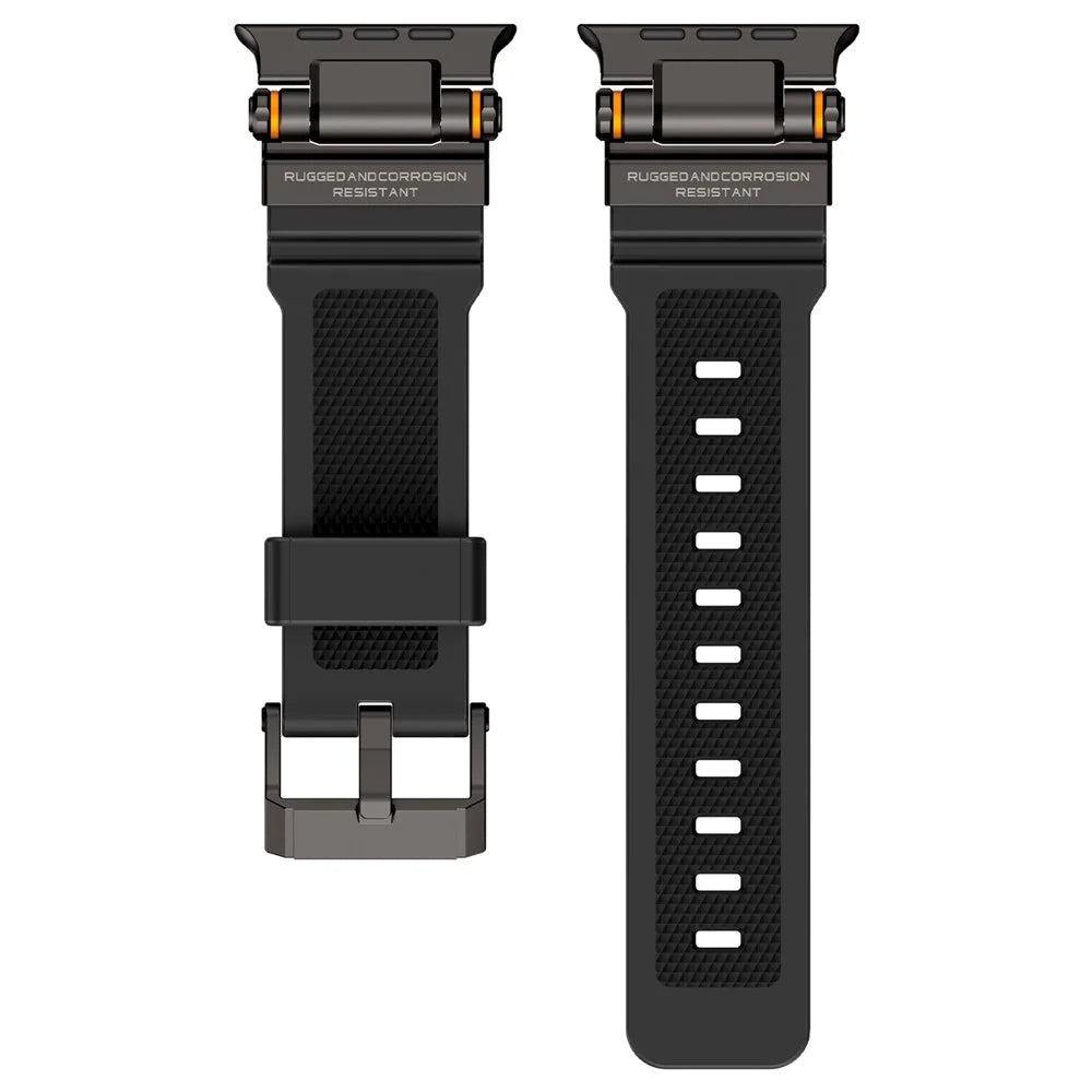 Watch Strap for Apple Watch Ultra 3 2 1 49mm / Series 11 10 46mm / 9 8 7 45mm / SE3 SE2 SE 6 5 4 44mm / 3 2 1 42mm Silicone Band with Black Connector - Black - 5