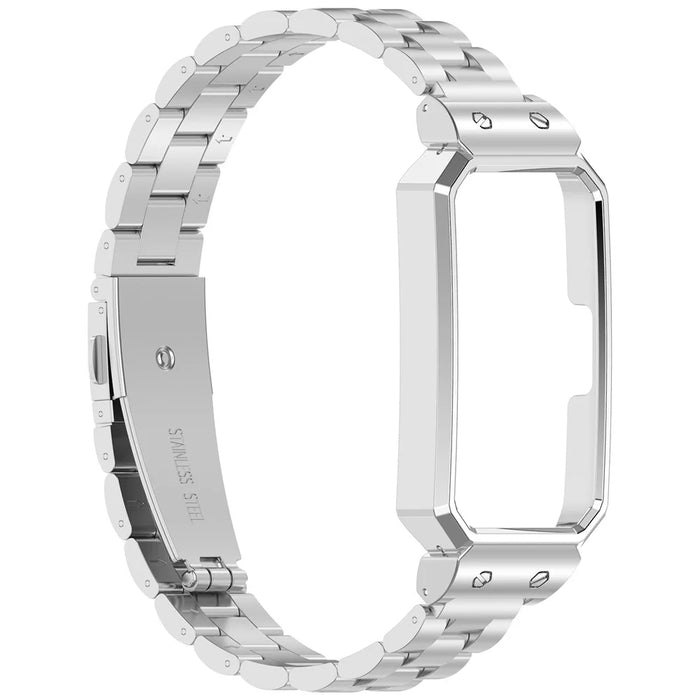 Metal Frame for Huawei Band 10 / 10 NFC / 9 / 9 NFC / 8 / 8 NFC Watch Case Integrated Three Bead Stainless Steel Strap - Silver - 3
