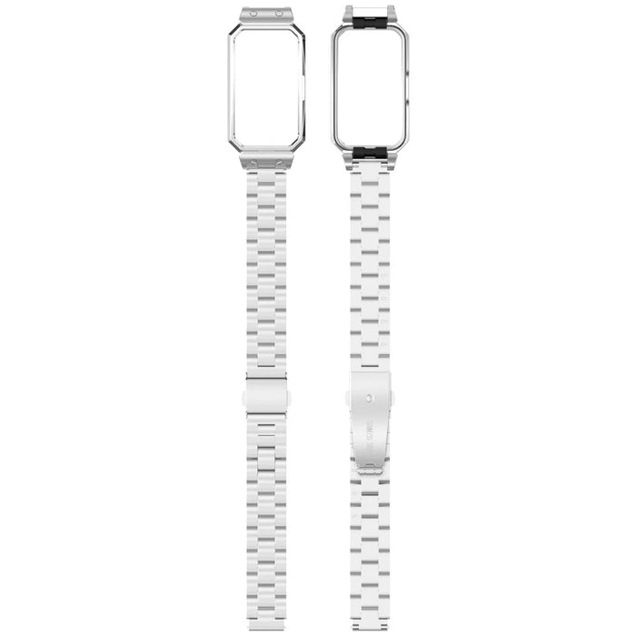 Metal Frame for Huawei Band 10 / 10 NFC / 9 / 9 NFC / 8 / 8 NFC Watch Case Integrated Three Bead Stainless Steel Strap - Silver - 5