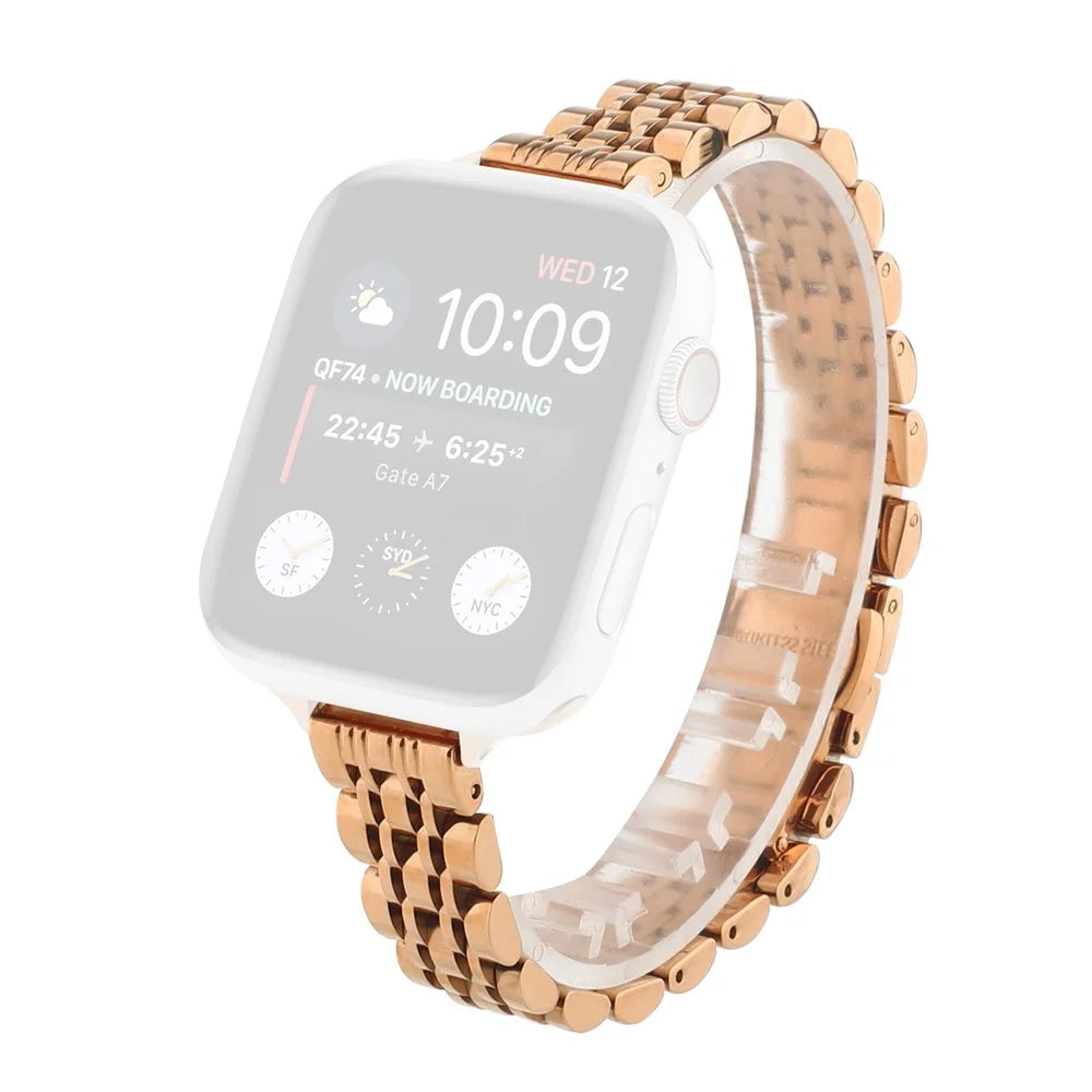 Stainless Steel Smart Watch Band for Apple Watch Ultra 3 2 1 49mm / Series 11 10 46mm / 9 8 7 45mm / SE3 SE2 SE 6 5 4 44mm / 3 2 1 42mm - Rose Gold - 1