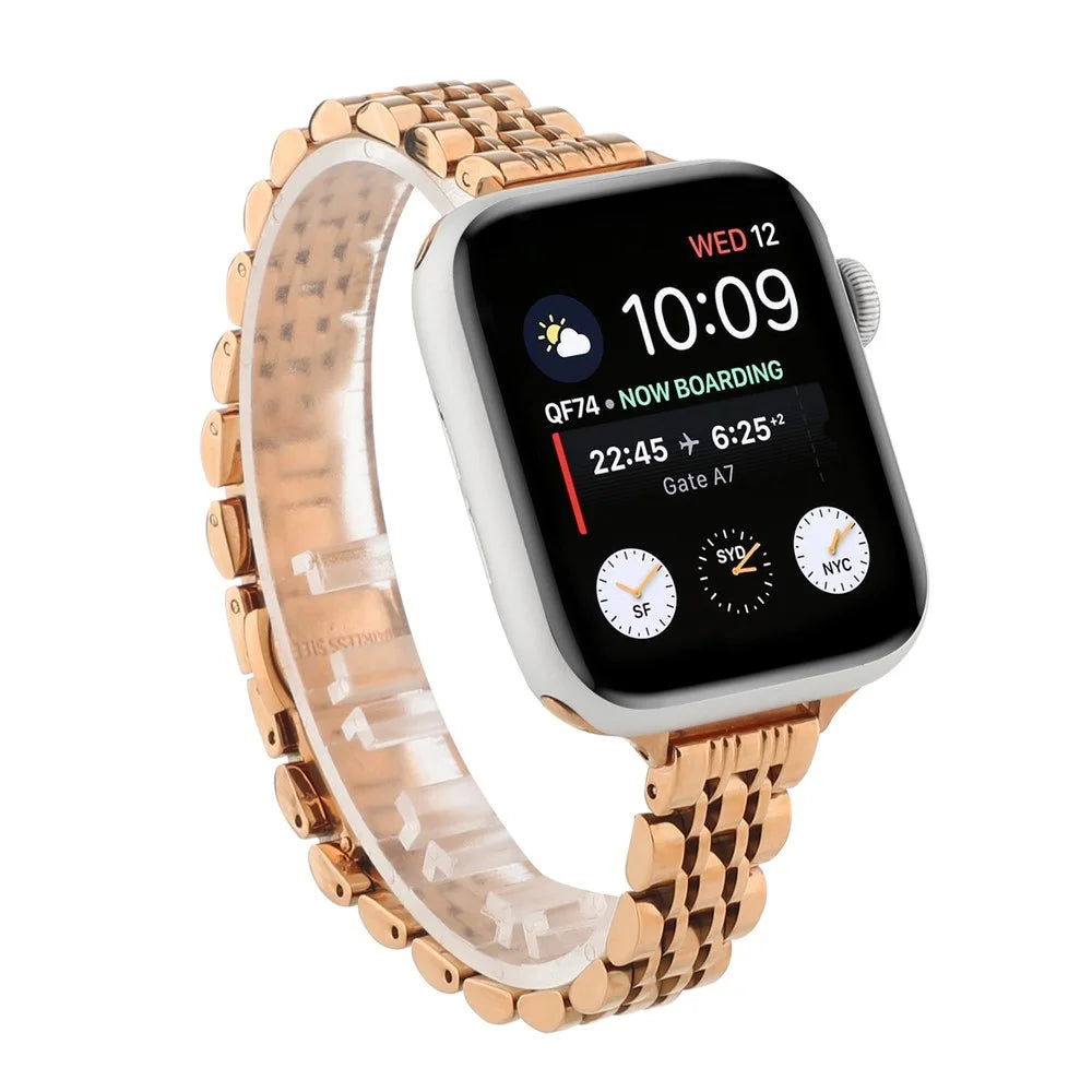 Stainless Steel Smart Watch Band for Apple Watch Ultra 3 2 1 49mm / Series 11 10 46mm / 9 8 7 45mm / SE3 SE2 SE 6 5 4 44mm / 3 2 1 42mm - Rose Gold - 2