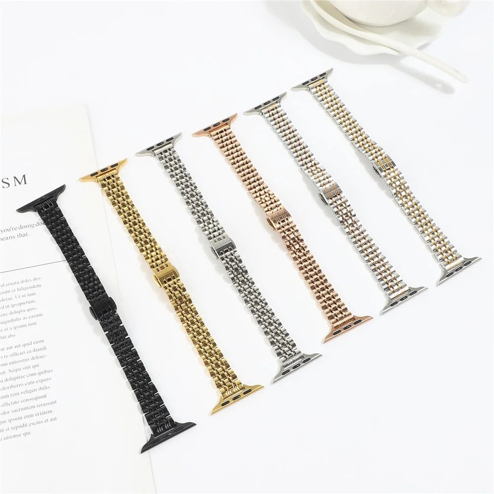 Stainless Steel Smart Watch Band for Apple Watch Ultra 3 2 1 49mm / Series 11 10 46mm / 9 8 7 45mm / SE3 SE2 SE 6 5 4 44mm / 3 2 1 42mm - Rose Gold - 4