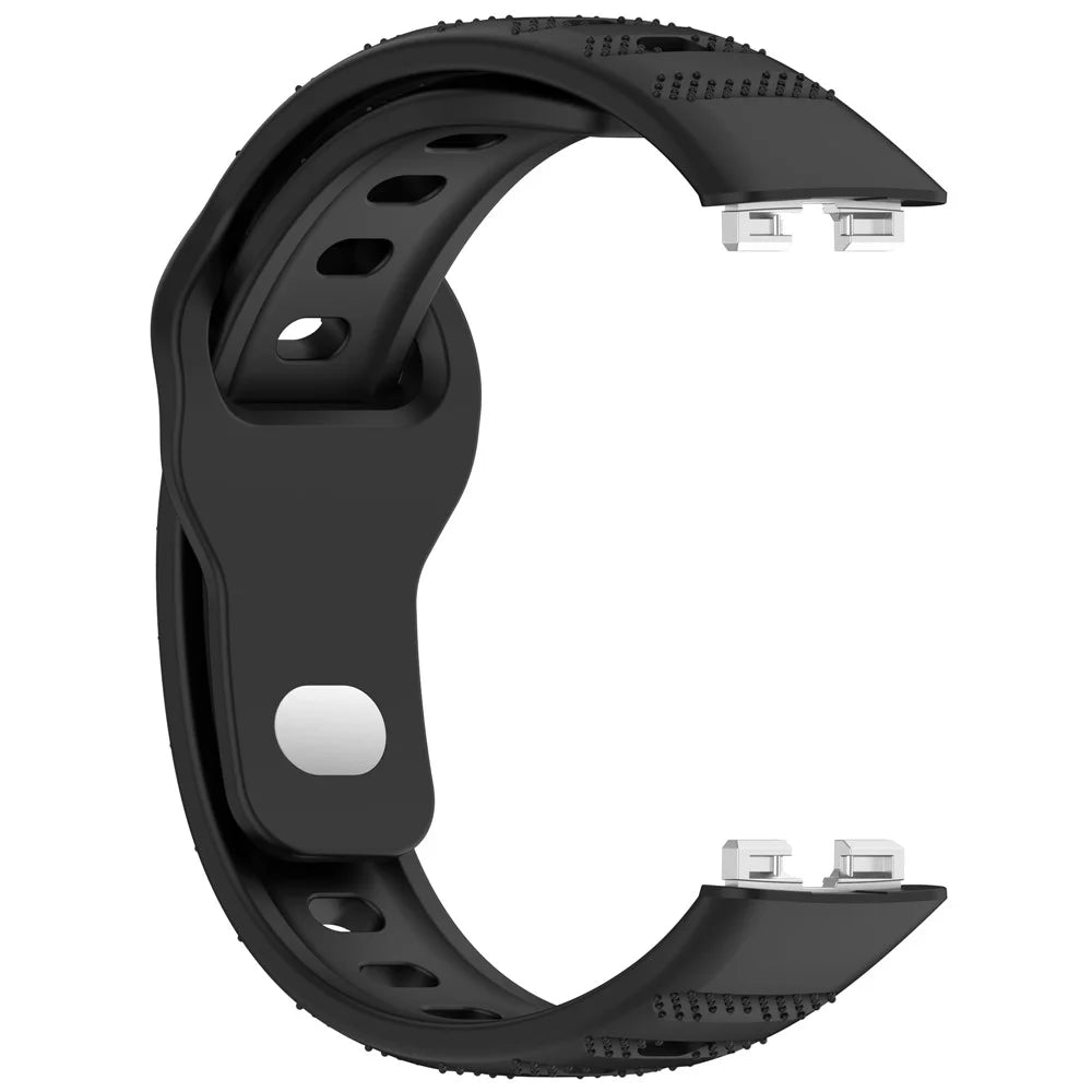 Silicone Watch Band for Huawei Band 10 / 10 NFC / 9 / 9 NFC / 8 / 8 NFC Dot Texture Reverse Buckle Wrist Strap - Black - 2