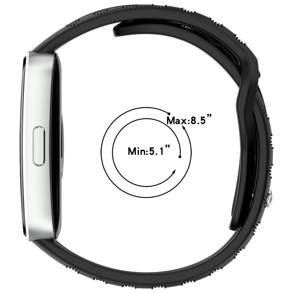 Silicone Watch Band for Huawei Band 10 / 10 NFC / 9 / 9 NFC / 8 / 8 NFC Dot Texture Reverse Buckle Wrist Strap - Black - 6