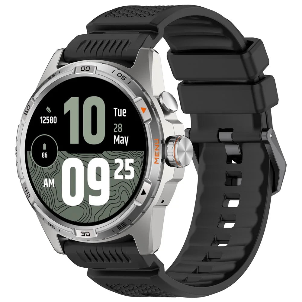 For TicWatch Atlas Silicone Strap Armor Style Flexible Silicone Adjustable Watch Band - Black - 3