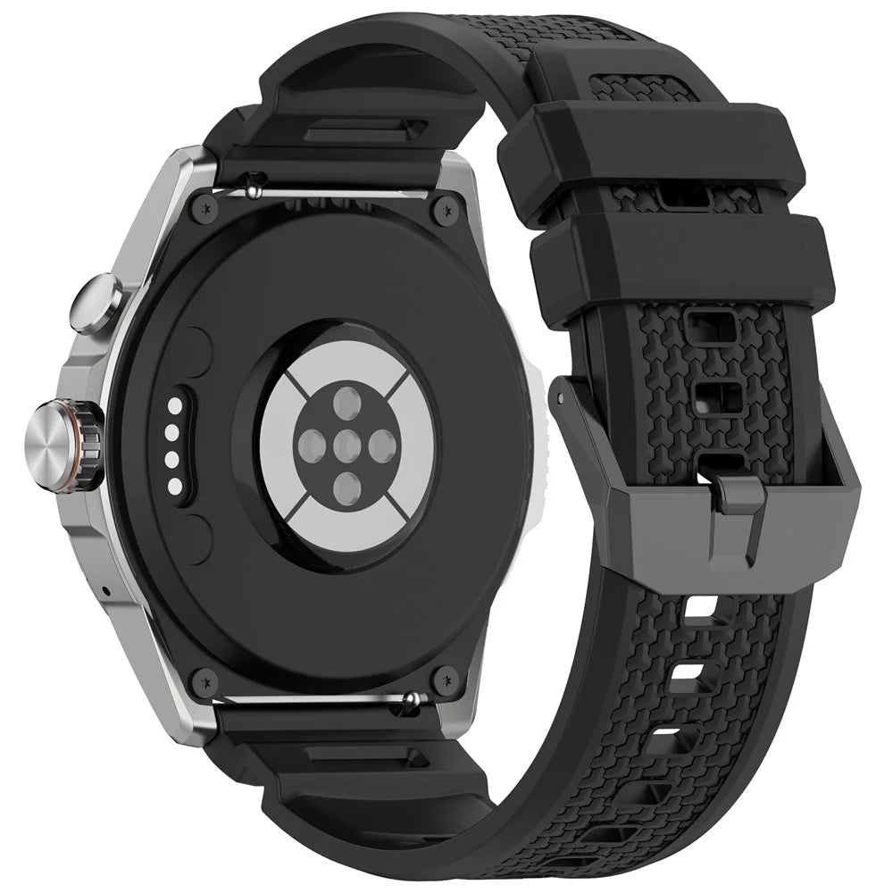 For TicWatch Atlas Silicone Strap Armor Style Flexible Silicone Adjustable Watch Band - Black - 4