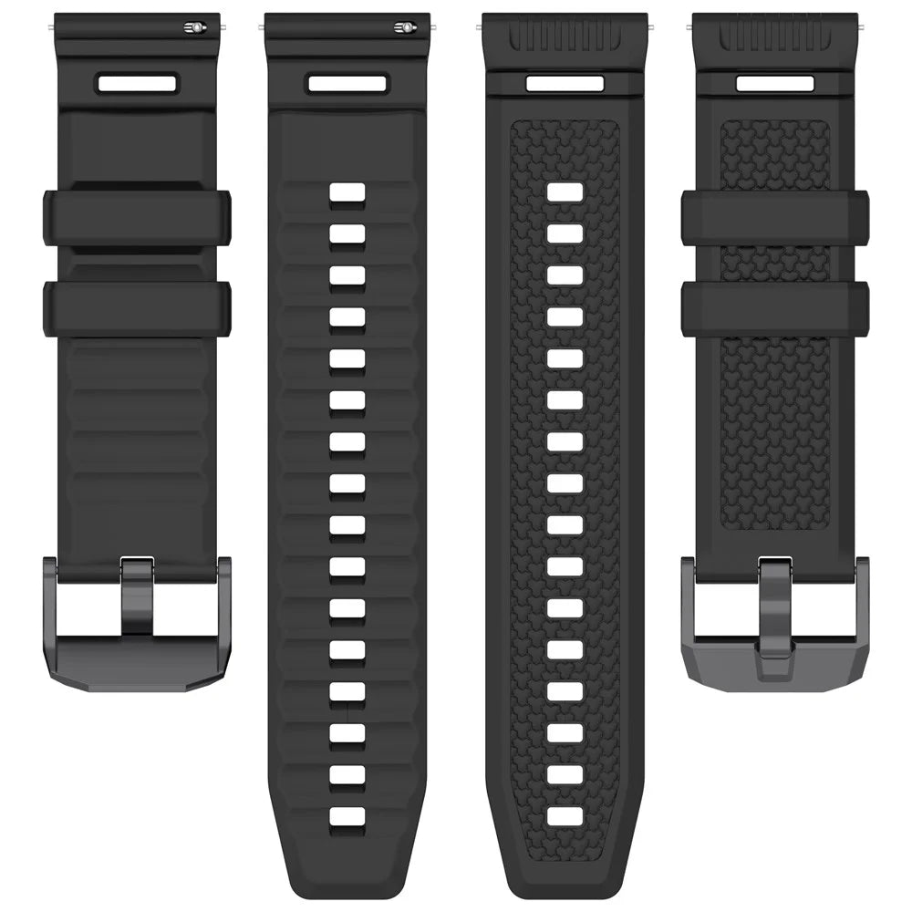 For TicWatch Atlas Silicone Strap Armor Style Flexible Silicone Adjustable Watch Band - Black - 5