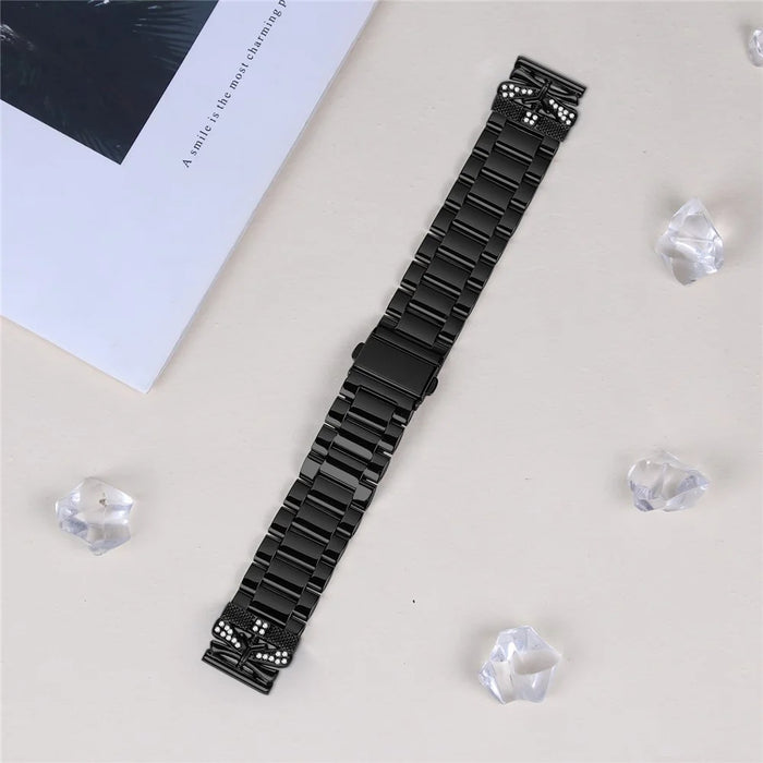 Replacement Strap for Misfit Vapor Butterfly Rhinestones Decor Metal Watch Band - Black - 2