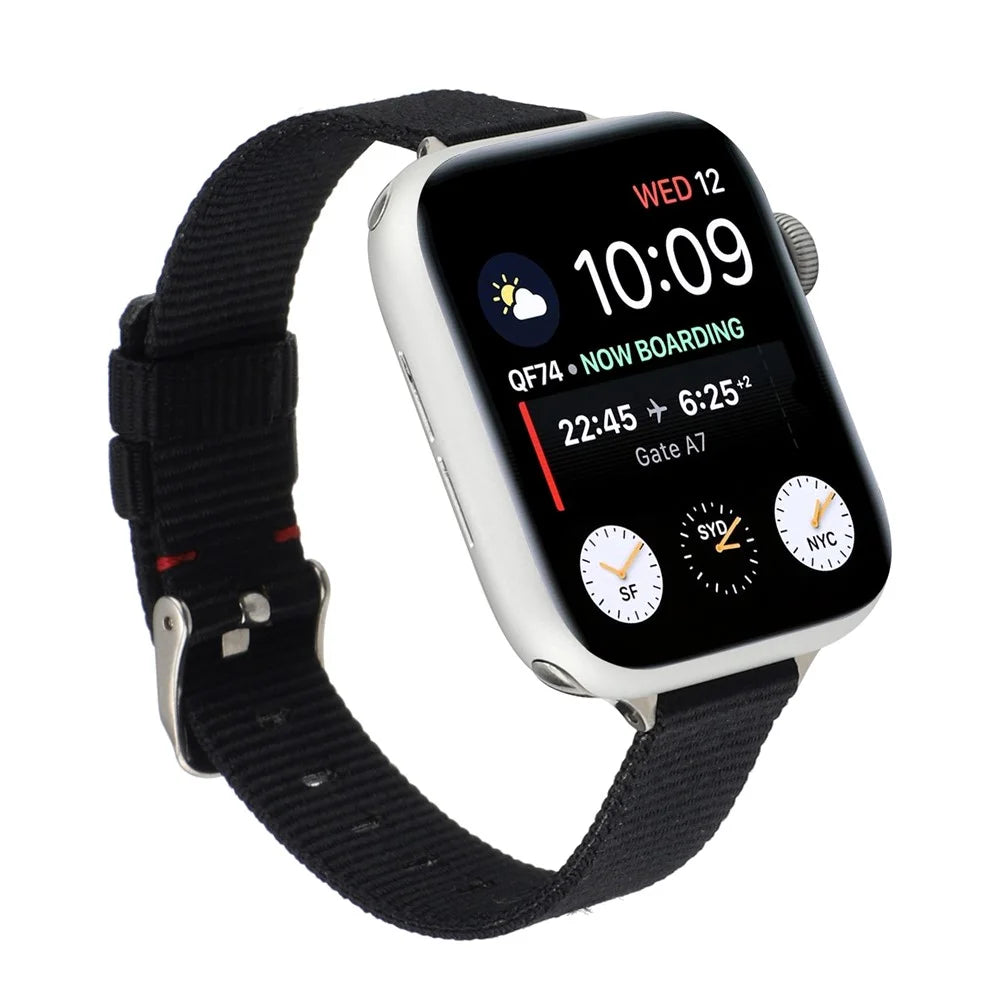 Nylon Watch Band Replacement Watch Strap for Apple Watch Series 11 10 42mm / 9 8 7 41mm / SE3 SE2 SE 6 5 4 40mm / 3 2 1 38mm  - Black - 2