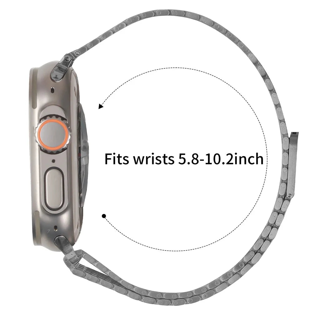 Watch Strap For Apple Watch Series 11 10 42mm / 9 8 7 41mm / SE3 SE2 SE 6 5 4 40mm / 3 2 1 38mm Bands Stainless Steel Magnetic Clasp Watchband - Titanium - 7