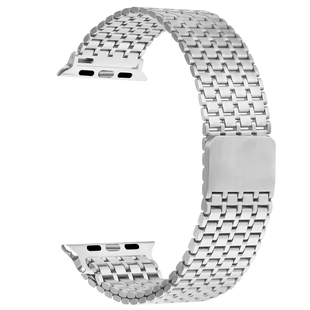 Silver Watch Strap For Apple Watch Ultra 3 2 1 49mm / Series 11 10 46mm / 9 8 7 45mm / SE3 SE2 SE 6 5 4 44mm / 3 2 1 42mm Bands Stainless Steel Magnetic Clasp - 1
