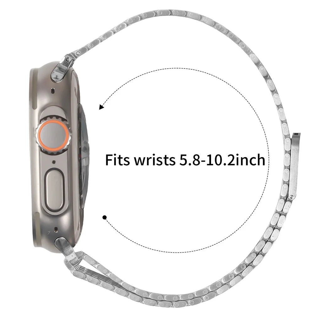 Silver Watch Strap For Apple Watch Ultra 3 2 1 49mm / Series 11 10 46mm / 9 8 7 45mm / SE3 SE2 SE 6 5 4 44mm / 3 2 1 42mm Bands Stainless Steel Magnetic Clasp - 7