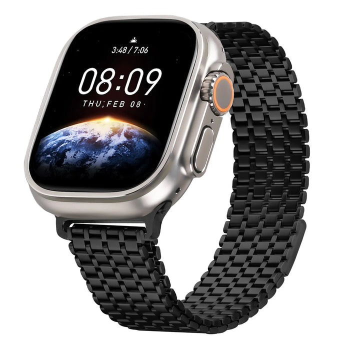 Strap For Apple Watch Ultra 3 2 1 49mm / Series 11 10 46mm / 9 8 7 45mm / SE3 SE2 SE 6 5 4 44mm / 3 2 1 42mm Bands Stainless Steel Magnetic Clasp Watchband - Black - 2