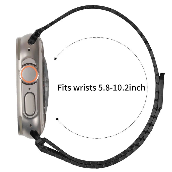 Strap For Apple Watch Ultra 3 2 1 49mm / Series 11 10 46mm / 9 8 7 45mm / SE3 SE2 SE 6 5 4 44mm / 3 2 1 42mm Bands Stainless Steel Magnetic Clasp Watchband - Black - 7