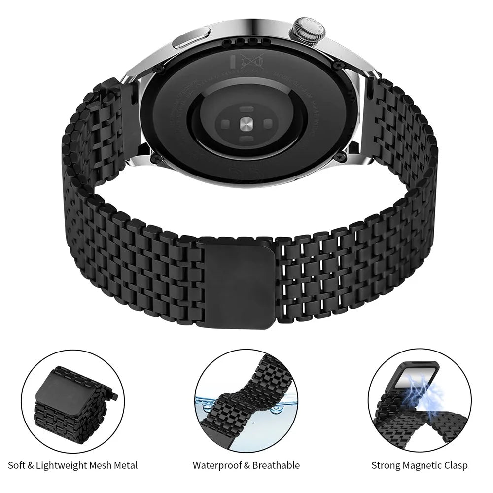 For Samsung Galaxy Watch 46mm Bands Adjustable Stainless Steel Magnetic Clasp Watchband Wrist Strap - Black - 3
