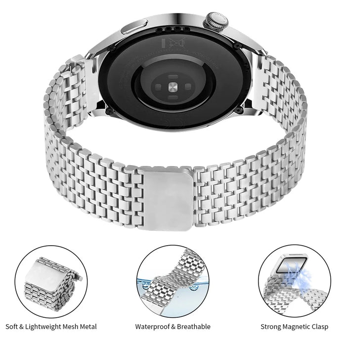 For Huawei Watch GT 3 SE Bands Replacement Stainless Steel Magnetic Clasp Silver Watch Strap - 3