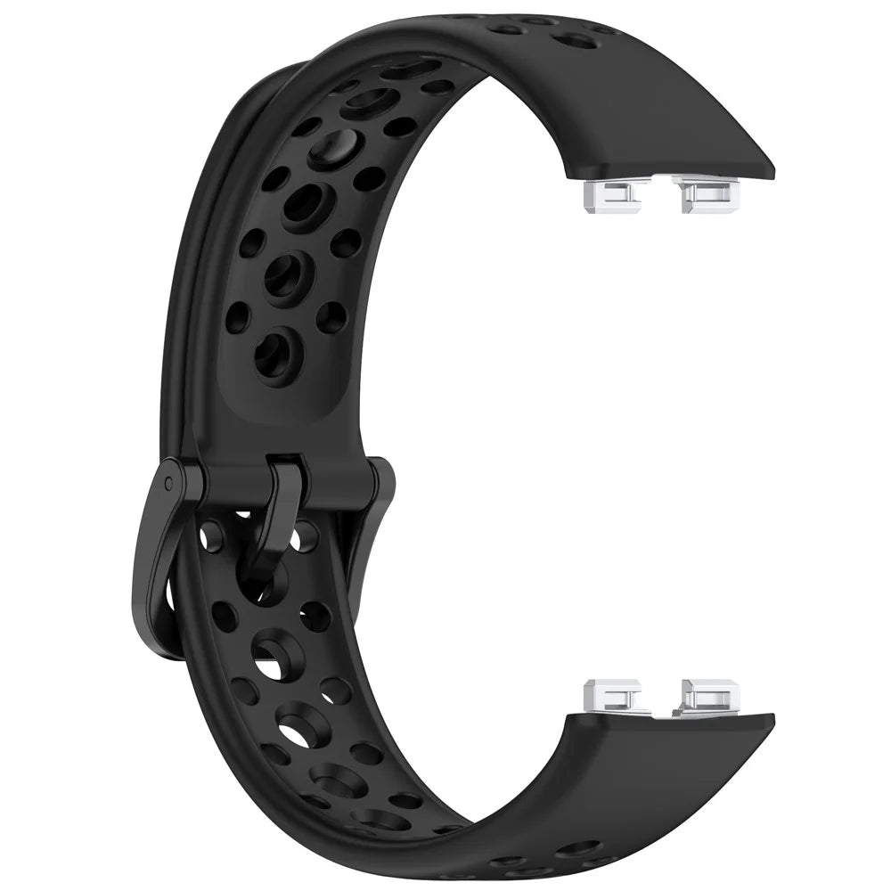 For Huawei Band 10 / 10 NFC / 9 / 9 NFC / 8 / 8 NFC Silicone Strap Multi Hole Design Smart Watch Band - Black - 2