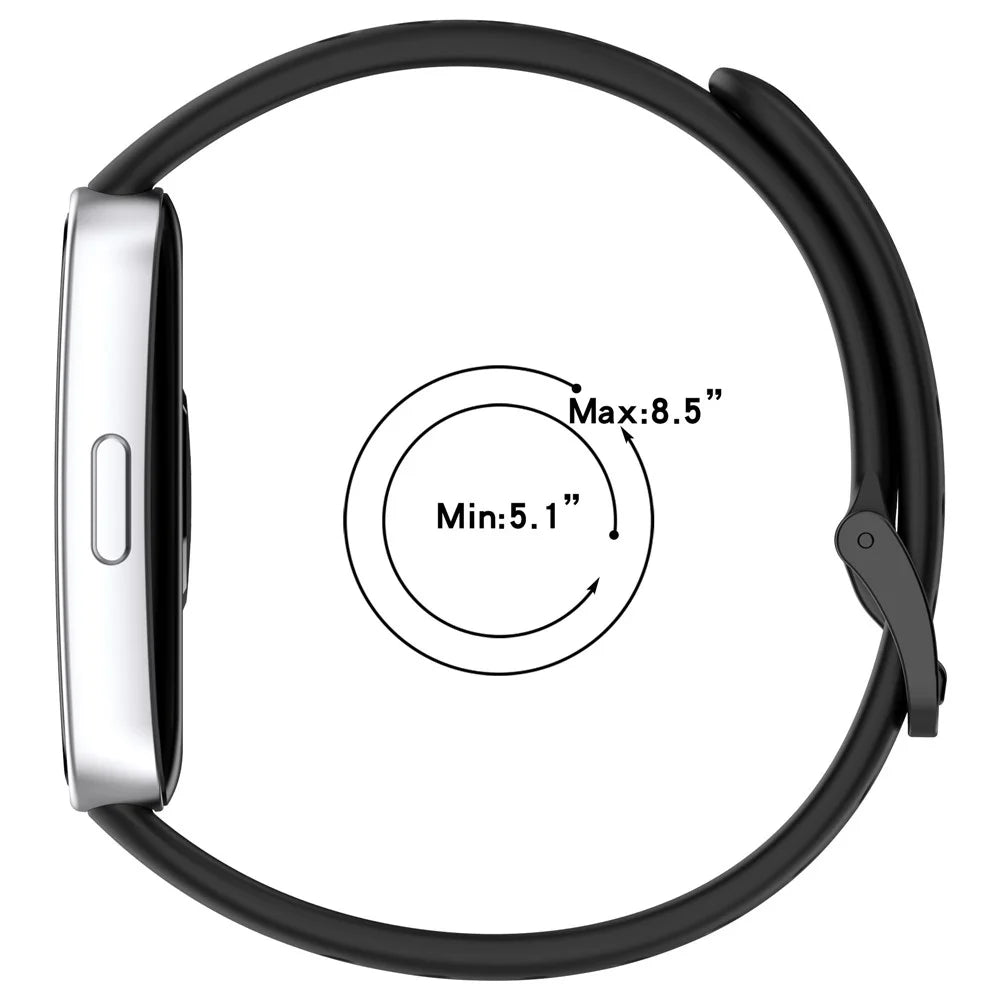 For Huawei Band 10 / 10 NFC / 9 / 9 NFC / 8 / 8 NFC Silicone Strap Multi Hole Design Smart Watch Band - Black - 6