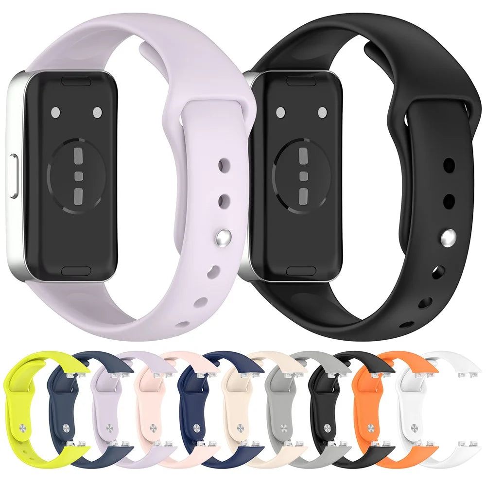 For Huawei Band 10 / 10 NFC / 9 / 9 NFC / 8 / 8 NFC Silicone Wristband Replacement Strap Sports Fitness Tracker Band - Black - 5