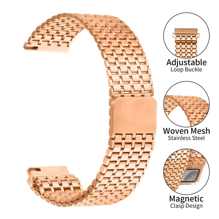 For Huawei Watch GT 3 46mm Bands Adjustable Stainless Steel Magnetic Clasp Watchband Wrist Strap - Rose Gold - 4