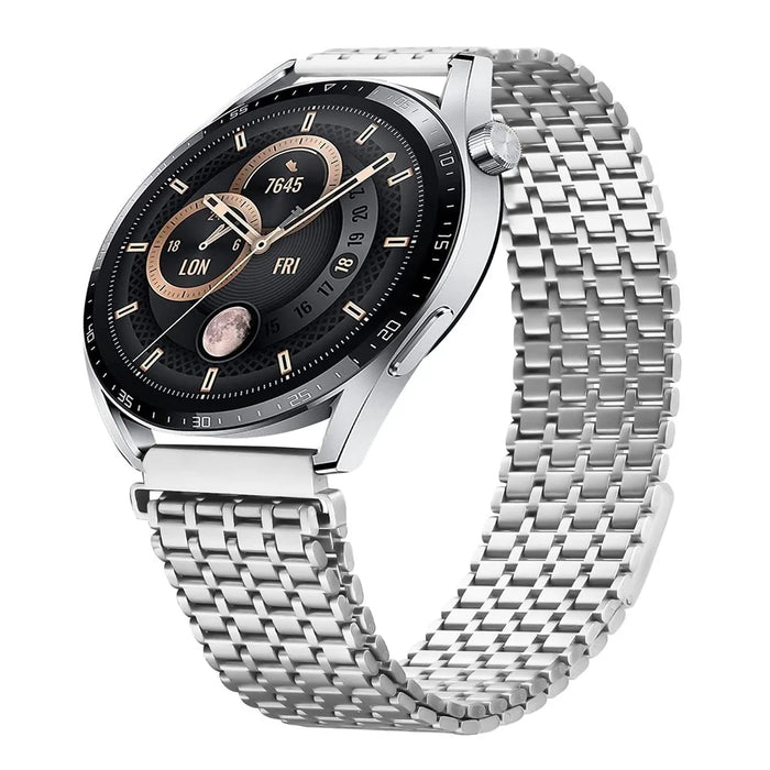 For Huawei Watch 3 Pro  /  Watch 3 Runner Bands Replacement Stainless Steel Magnetic Clasp Silver Watch Strap - 2