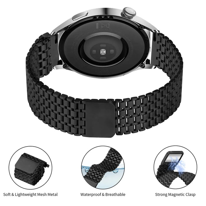 For Huawei Watch GT 2 Pro Bands Adjustable Stainless Steel Magnetic Clasp Watchband Wrist Strap - Black - 3
