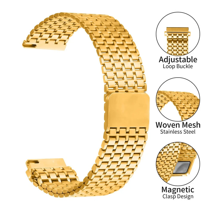 For Huawei Watch GT 2e Bands Adjustable Stainless Steel Magnetic Clasp Watchband Wrist Strap - Gold - 4