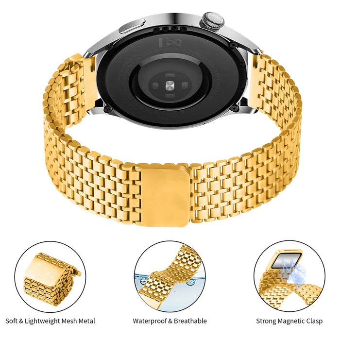 For Huami Amazfit Bip 5 Bands Adjustable Stainless Steel Magnetic Clasp Watchband Wrist Strap - Gold - 3