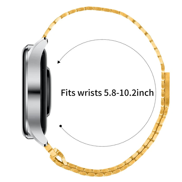 For Huami Amazfit Bip 5 Bands Adjustable Stainless Steel Magnetic Clasp Watchband Wrist Strap - Gold - 7