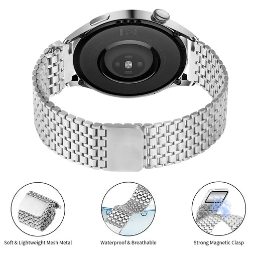 For Haylou RS4 (LS12) Bands Replacement Stainless Steel Magnetic Clasp Silver Watch Strap - 2