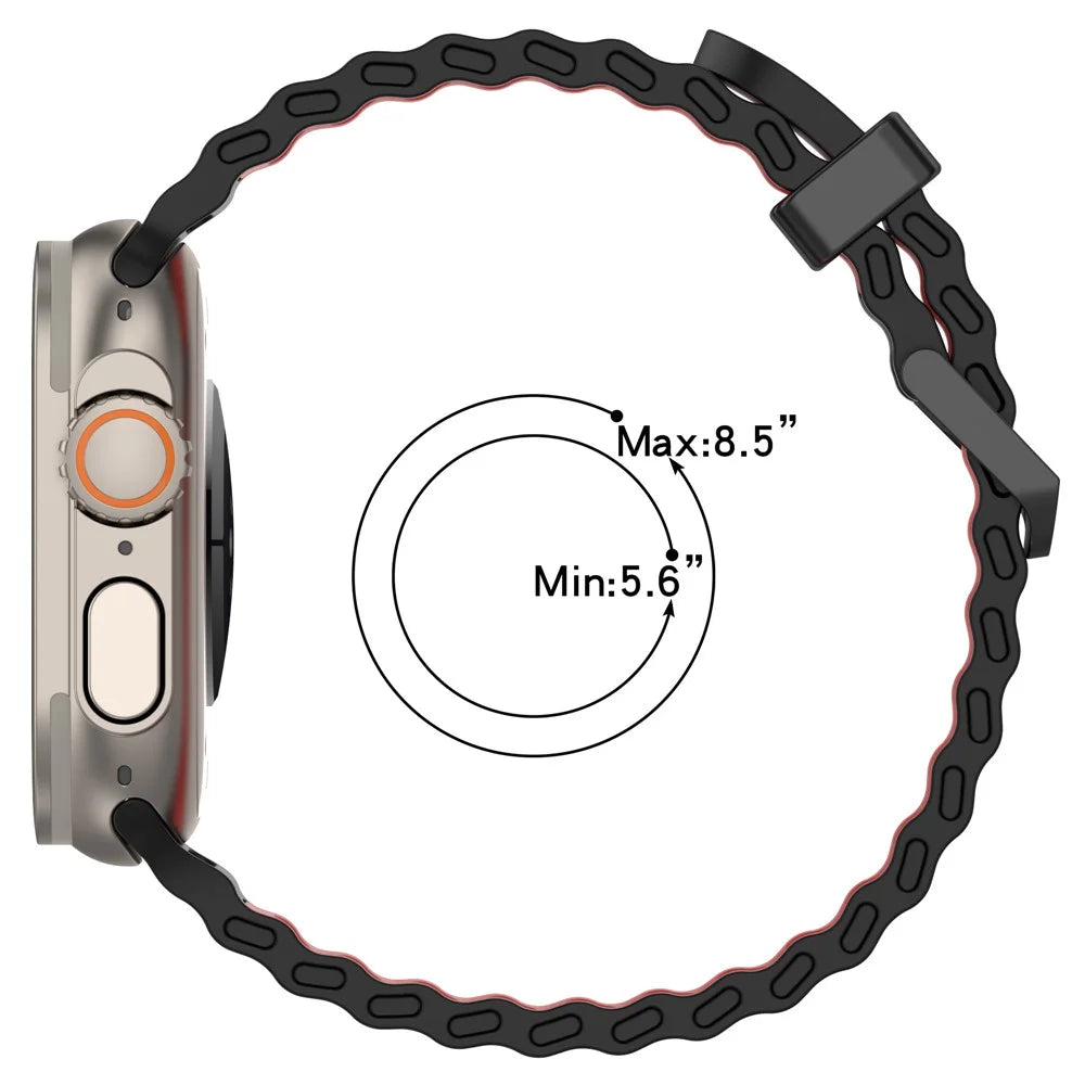 Watch Band for Apple Watch Ultra 3 2 1 49mm / Series 11 10 46mm / 9 8 7 45mm / SE3 SE2 SE 6 5 4 44mm / 3 2 1 42mm Dual Color Silicone Strap - White + Black - 7