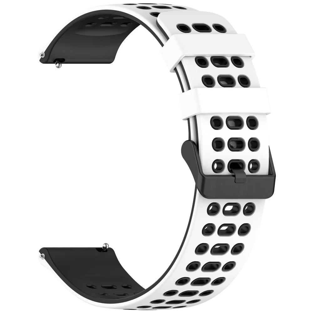 For Huawei Watch GT 5 46mm / Keep Watch Pilot 1 Watch Band Three Hole Design 22mm Dual Color Silicone Strap - White + Black - 1