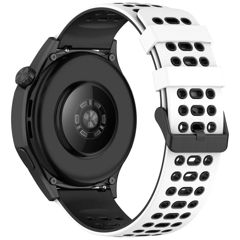 For Huawei Watch GT 5 46mm / Keep Watch Pilot 1 Watch Band Three Hole Design 22mm Dual Color Silicone Strap - White + Black - 3